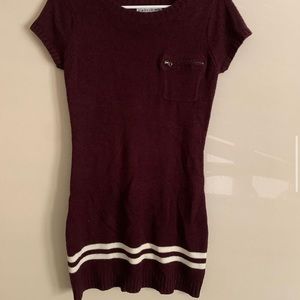 Stripe Maroon Sweater Dress